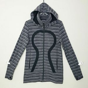 lululemon athletica Women's Gray Striped Hooded Jacket